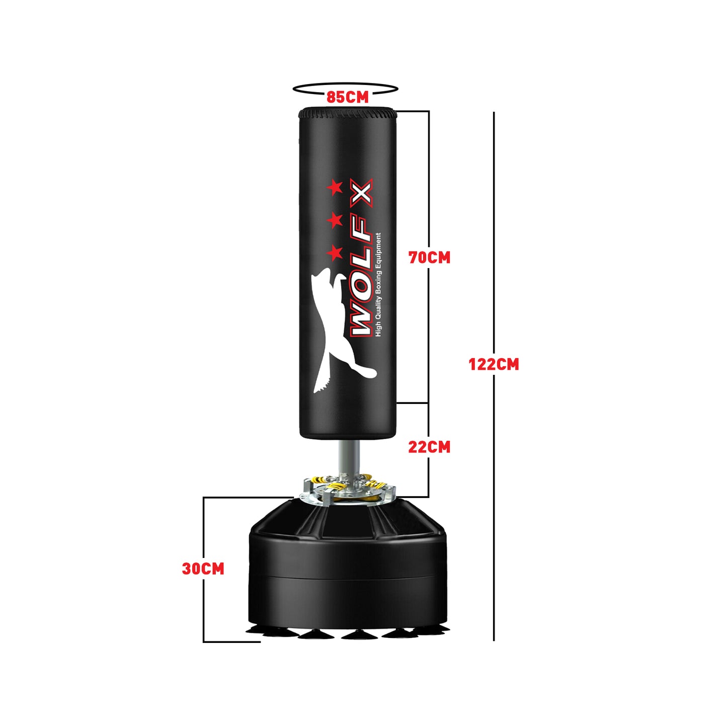 Wolf xAdult Boxing FREE STANDING Punch bag Set Freestanding Bag + Skipping Rope (Black)
