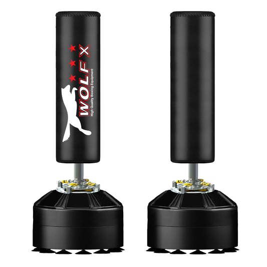 Wolf xAdult Boxing FREE STANDING Punch bag Set Freestanding Bag + Skipping Rope (Black)